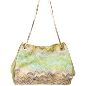 MISSONI Leather-Trimmed Woven Bag